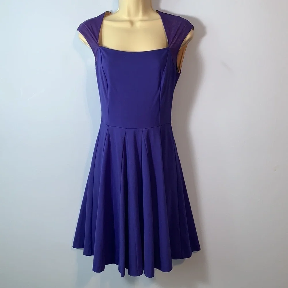 Erin Fetherston cobalt Blue Dress square neck mini fit flare size 0